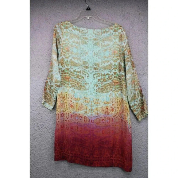 Maeve 100% Silk Ombre Shift Long Split Sleeve Dress-Small-Pockets-Lined - Picture 9 of 11